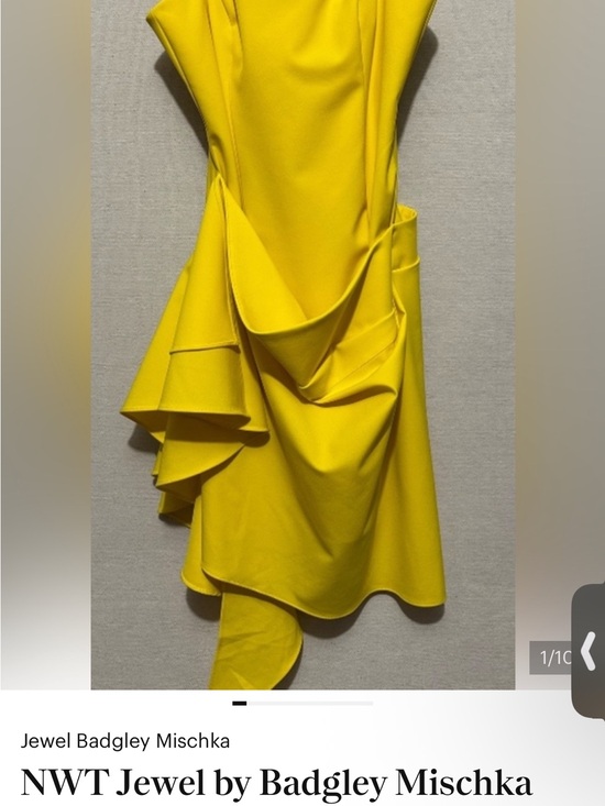 Jewel Badgley Mischka Dresses & Skirts - Jewel Badgley Mischka Bright Yellow Asymmetrical Ruffle Dress